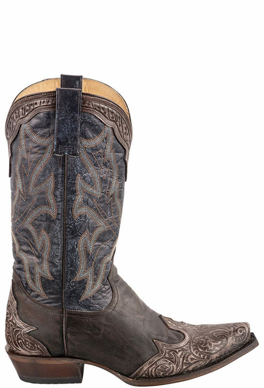 Stetson Men's Waxy Brown & Blue Wingtip Cowboy Boots