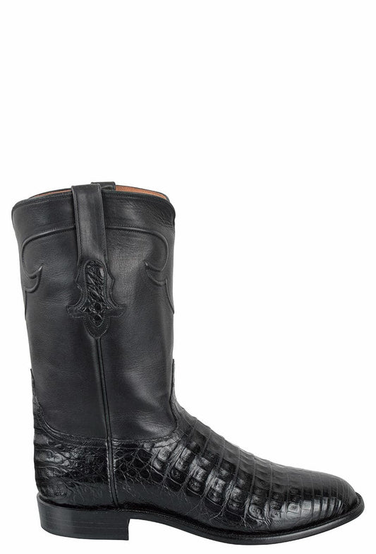 Tony Lama Men's Caiman Belly Signature Series Roper Boots - Black