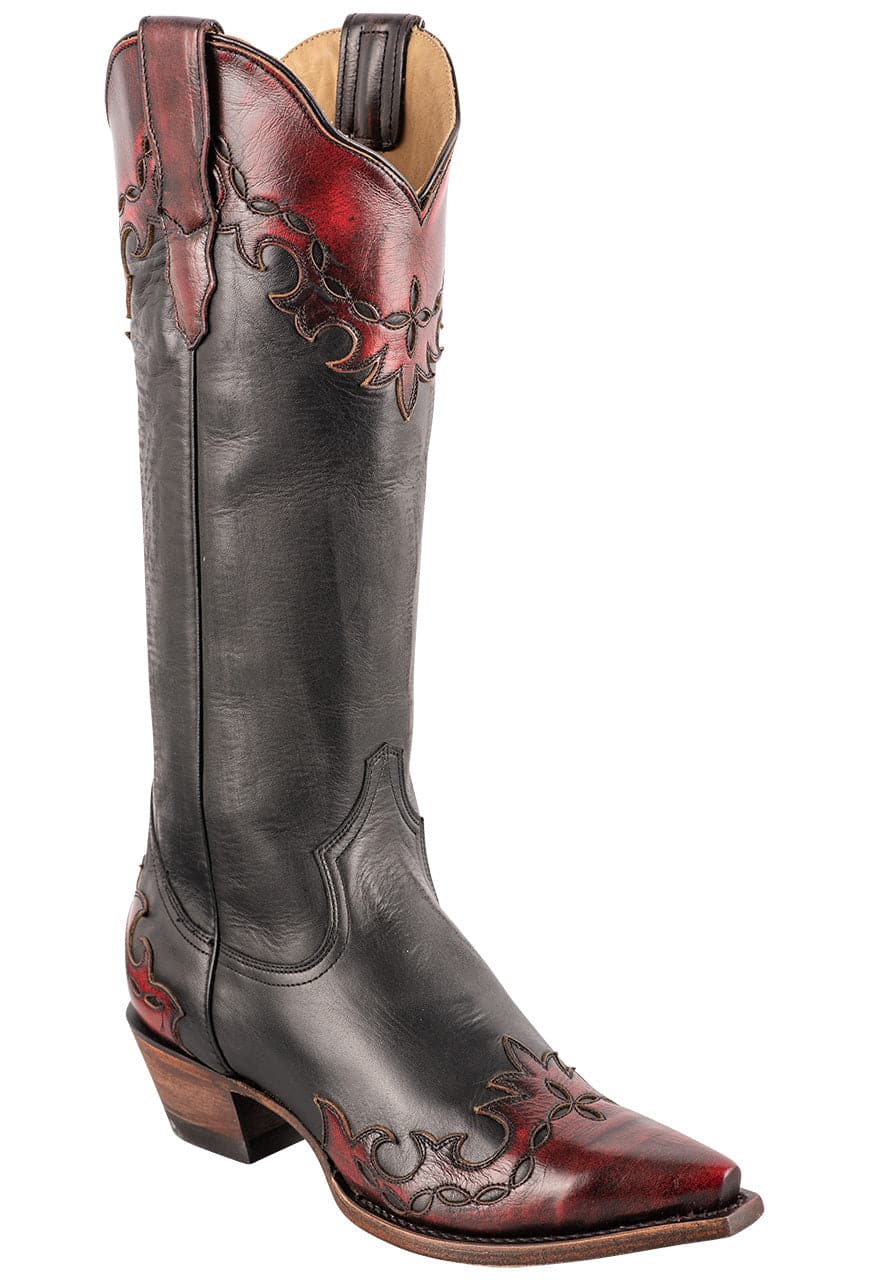 Stetson Women's 15" Black Wingtip Cowboy Boots
