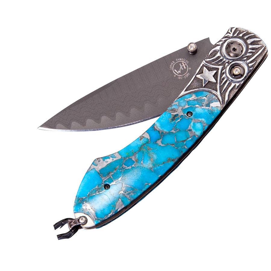 William Henry Turquoise Spearpoint Ranger Knife with Sterling Silver Frame
